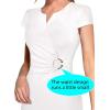 imageVFSHOW Womens Elegant Notch V Neck Ruched Work Office Business Church Bodycon Sheath DressOffwhite