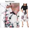 imageVFSHOW Womens Elegant Patchwork Pockets Pleated Work Office Business Casual Party Belted ALine Midi DressBlack  Offwhite Floral Print