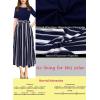 imageVFSHOW Womens Elegant Patchwork Pockets Pleated Work Office Business Casual Party Belted ALine Midi DressNavy Blue and White Striped Version C