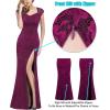 imageVFSHOW Womens Floral Lace Sweetheart Neck Open Back Zipper High Split Formal Evening Gown Wedding Prom Maxi Long DressFuchsia Laceb