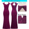 imageVFSHOW Womens Floral Lace Sweetheart Neck Open Back Zipper High Split Formal Evening Gown Wedding Prom Maxi Long DressFuchsia Laceb