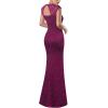imageVFSHOW Womens Floral Lace Sweetheart Neck Open Back Zipper High Split Formal Evening Gown Wedding Prom Maxi Long DressFuchsia Laceb