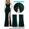 imageVFSHOW Womens Formal Illusion Halter Keyhole Back Prom High Slit Maxi Dress Wedding Guest Applique Twist Front Evening GownEmerald Velvet