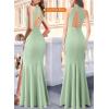 imageVFSHOW Womens Formal Illusion Halter Keyhole Back Prom High Slit Maxi Dress Wedding Guest Applique Twist Front Evening GownLight Green