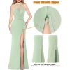 imageVFSHOW Womens Formal Illusion Halter Keyhole Back Prom High Slit Maxi Dress Wedding Guest Applique Twist Front Evening GownLight Green