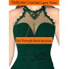 imageVFSHOW Womens Formal Illusion Halter Keyhole Back Prom High Slit Maxi Dress Wedding Guest Applique Twist Front Evening GownSparkly Green