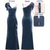 imageVFSHOW Womens Formal Prom Elegant Ruffle One Shoulder Beaded Strap Ruched Slit Maxi Dress Wedding Evening Long GownDusty Blue Velvet