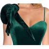 imageVFSHOW Womens Formal Prom Elegant Ruffle One Shoulder Beaded Strap Ruched Slit Maxi Dress Wedding Evening Long GownEmerald Green Velvet