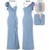 imageVFSHOW Womens Formal Prom Elegant Ruffle One Shoulder Beaded Strap Ruched Slit Maxi Dress Wedding Evening Long GownSparkly Dusty Blue