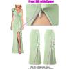 imageVFSHOW Womens Formal Prom Elegant Ruffle One Shoulder Beaded Strap Ruched Slit Maxi Dress Wedding Evening Long GownSparkly Sage Green