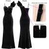 imageVFSHOW Womens Formal Prom Ruffle One Shoulder Strap Ruched Maxi Dress 2024 Sexy Twist Front Split Wedding Guest Evening GownBlack Velvet