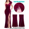 imageVFSHOW Womens Formal Prom Ruffle One Shoulder Strap Ruched Maxi Dress 2024 Sexy Twist Front Split Wedding Guest Evening GownDark Red Velvet