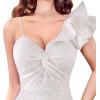 imageVFSHOW Womens Formal Prom Ruffle One Shoulder Strap Ruched Maxi Dress 2024 Sexy Twist Front Split Wedding Guest Evening GownOffwhite Lace
