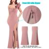 imageVFSHOW Womens Formal Prom Ruffle One Shoulder Strap Ruched Maxi Dress 2024 Sexy Twist Front Split Wedding Guest Evening GownSparkly Dusty Pink