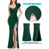 imageVFSHOW Womens Formal Prom Ruffle One Shoulder Strap Ruched Maxi Dress 2024 Sexy Twist Front Split Wedding Guest Evening GownSparkly Green