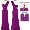 imageVFSHOW Womens Formal Prom Ruffle One Shoulder Strap Ruched Maxi Dress 2024 Sexy Twist Front Split Wedding Guest Evening GownSparkly Purple
