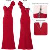 imageVFSHOW Womens Formal Prom Ruffle One Shoulder Strap Ruched Maxi Dress 2024 Sexy Twist Front Split Wedding Guest Evening GownSparkly Red