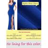 imageVFSHOW Womens Formal Prom Ruffle One Shoulder Strap Ruched Maxi Dress 2024 Sexy Twist Front Split Wedding Guest Evening GownSparkly Royal Blue