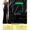 imageVFSHOW Womens Formal Ruched Ruffles Evening Prom Wedding Party Maxi DressBlack Satin