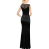 imageVFSHOW Womens Formal Ruched Ruffles Evening Prom Wedding Party Maxi DressBlack Satin