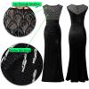 imageVFSHOW Womens Formal Ruched Ruffles Evening Prom Wedding Party Maxi DressBlack Satin