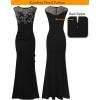 imageVFSHOW Womens Formal Ruched Ruffles Evening Prom Wedding Party Maxi DressBlack and Embroidery Mesh