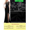 imageVFSHOW Womens Formal Ruched Ruffles Evening Prom Wedding Party Maxi DressBlack and Embroidery Mesh