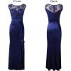 imageVFSHOW Womens Formal Ruched Ruffles Evening Prom Wedding Party Maxi DressBlue Embroidery  Satina
