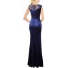 imageVFSHOW Womens Formal Ruched Ruffles Evening Prom Wedding Party Maxi DressBlue Embroidery  Satina