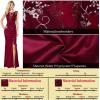 imageVFSHOW Womens Formal Ruched Ruffles Evening Prom Wedding Party Maxi DressDark Red Embroidery  Satina