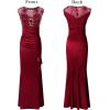 imageVFSHOW Womens Formal Ruched Ruffles Evening Prom Wedding Party Maxi DressDark Red Embroidery  Satina