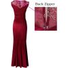 imageVFSHOW Womens Formal Ruched Ruffles Evening Prom Wedding Party Maxi DressDark Red Embroidery  Satina