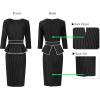 imageVFSHOW Womens Pleated Crew Neck Peplum Work Business Office Bodycon Pencil Sheath DressBlack and White Striped With Piping
