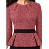 imageVFSHOW Womens Pleated Crew Neck Peplum Work Business Office Bodycon Pencil Sheath DressRed Tweed and Black