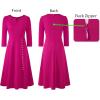 imageVFSHOW Womens Pleated Notch Neck Front Slit Buttons Pockets Office Business Work Slim Fit Aline Fit and Flare Midi DressHot Pink