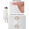 imageVFSHOW Womens Pleated Notch Neck Front Slit Buttons Pockets Office Business Work Slim Fit Aline Fit and Flare Midi DressOffwhite