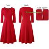 imageVFSHOW Womens Pleated Notch Neck Front Slit Buttons Pockets Office Business Work Slim Fit Aline Fit and Flare Midi DressRed