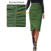 imageVFSHOW Womens Ruched Ruffle High Waist Asymmetric Wrap Casual Wok Office Party Slim Fitted Bodycon Pencil Midi MidCalf SkirtArmy Green