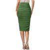 imageVFSHOW Womens Ruched Ruffle High Waist Asymmetric Wrap Casual Wok Office Party Slim Fitted Bodycon Pencil Midi MidCalf SkirtArmy Green