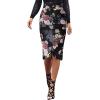 imageVFSHOW Womens Ruched Ruffle High Waist Asymmetric Wrap Casual Wok Office Party Slim Fitted Bodycon Pencil Midi MidCalf SkirtBlack  Multi Floral Print