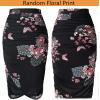imageVFSHOW Womens Ruched Ruffle High Waist Asymmetric Wrap Casual Wok Office Party Slim Fitted Bodycon Pencil Midi MidCalf SkirtBlack  Pink Floral Print