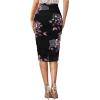 imageVFSHOW Womens Ruched Ruffle High Waist Asymmetric Wrap Casual Wok Office Party Slim Fitted Bodycon Pencil Midi MidCalf SkirtBlack  Pink Floral Print