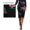 imageVFSHOW Womens Ruched Ruffle High Waist Asymmetric Wrap Casual Wok Office Party Slim Fitted Bodycon Pencil Midi MidCalf SkirtBlack  Pink Floral Print