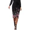 imageVFSHOW Womens Ruched Ruffle High Waist Asymmetric Wrap Casual Wok Office Party Slim Fitted Bodycon Pencil Midi MidCalf SkirtBlack and Pink Floral Print