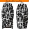 imageVFSHOW Womens Ruched Ruffle High Waist Asymmetric Wrap Casual Wok Office Party Slim Fitted Bodycon Pencil Midi MidCalf SkirtBlack and White Geometric Print