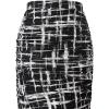 imageVFSHOW Womens Ruched Ruffle High Waist Asymmetric Wrap Casual Wok Office Party Slim Fitted Bodycon Pencil Midi MidCalf SkirtBlack and White Geometric Print