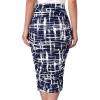imageVFSHOW Womens Ruched Ruffle High Waist Asymmetric Wrap Casual Wok Office Party Slim Fitted Bodycon Pencil Midi MidCalf SkirtBlue and White Geometric Print