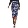 imageVFSHOW Womens Ruched Ruffle High Waist Asymmetric Wrap Casual Wok Office Party Slim Fitted Bodycon Pencil Midi MidCalf SkirtBlue and White Geometric Print