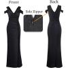 imageVFSHOW Womens Sexy Deep V Neck Ruched High Slit Formal Prom Maxi Dress 2023 Cold Shoulder Special Occasion Evening Long GownSparkly Blackb