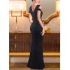 imageVFSHOW Womens Sexy Deep V Neck Ruched High Slit Formal Prom Maxi Dress 2023 Cold Shoulder Special Occasion Evening Long GownSparkly Blackb